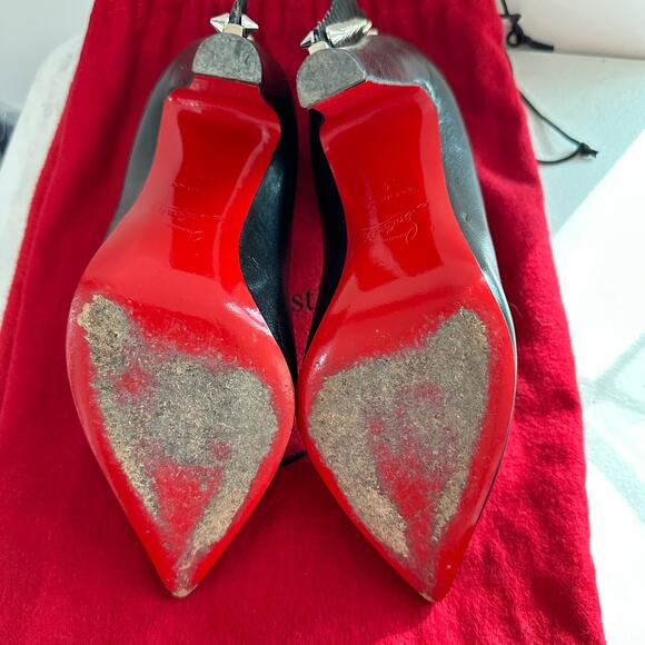 Christian Louboutin Electropump Black Nappa Leather Size 35 Pumps Red Bottoms - Picture 11 of 16